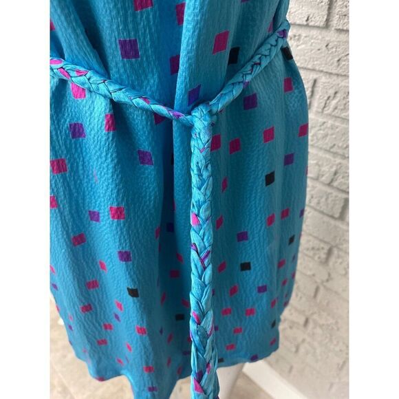 Britt Ryan Women Crinkled Multicolored Silk Halter Mini Dress Size 4 - Picture 5 of 8